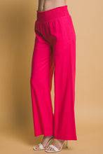 Fuchsia Shirred Waist Linen Pants