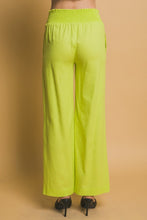 Lime Shirred Waist Linen Pants