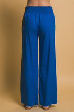 Cobalt Shirred Waist Linen Pants