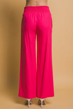 Fuchsia Shirred Waist Linen Pants