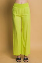 Lime Shirred Waist Linen Pants