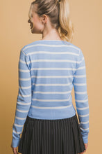 Blue Stripe Round Neck Cardigan