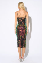 Black Multi Glam Sequins Sleeveless Bodycon Midi Dress