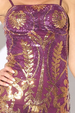 Purple Multi Glam Sequins Sleeveless Bodycon Midi Dress