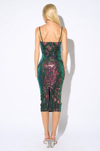 Hunter Multi Glam Sequins Sleeveless Bodycon Midi Dress