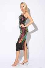 Black Multi Glam Sequins Sleeveless Bodycon Midi Dress