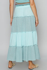 Pale Sky Adjustable Waistband Casual Long Skirt