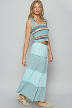 Pale Sky Adjustable Waistband Casual Long Skirt