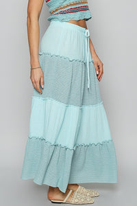 Pale Sky Adjustable Waistband Casual Long Skirt