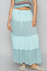 Pale Sky Adjustable Waistband Casual Long Skirt