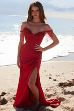 Red Fringed Off Shoulder Bead Sequin Embellished Dress