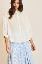 Off White Cotton Button-Up Peasant Blouse