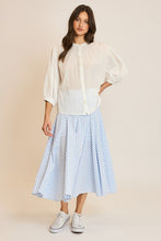 Off White Cotton Button-Up Peasant Blouse