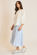 Off White Cotton Button-Up Peasant Blouse