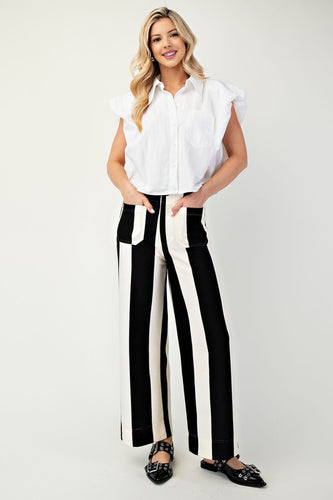 Black Colette Cropped Wide-Leg Pants