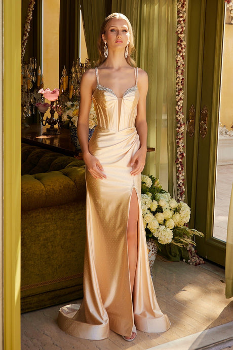 Gold Feel And Look Gorgeous With This Fitted, Floor Length Dress
