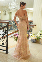 Rose Gold Embellished Off-Shoulder Bejeweled Corset Glitter Pattern Dress
