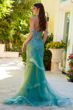 Sage Embellished Off-Shoulder Bejeweled Corset Glitter Pattern Dress