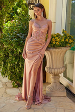 Rose Gold Glitter Jersey Skirt Slit Dress