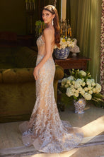 Champagne Embellished Boat Neckline Spaghetti Strap Dress