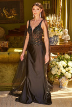 Embellished Scallop Edge Lace-Up Back Lace Bodice Satin Skirt Dress