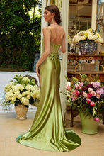Sage Spaghetti Strap Embellished Bejeweled Mesh Corset Pleat Detail Slit Satin Skirt Dress