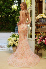 Peach Embellished Strapless Sweetheart Lace-Up Corset Dress
