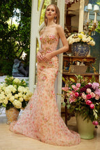 Peach Embellished Strapless Sweetheart Lace-Up Corset Dress