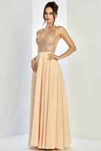 Champagne Sleeveless Embellished Top A Line Dress