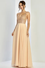 Champagne Sleeveless Embellished Top A Line Dress