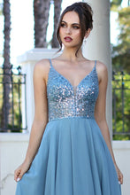 Dusty Blue Sleeveless Embellished Top A Line Dress