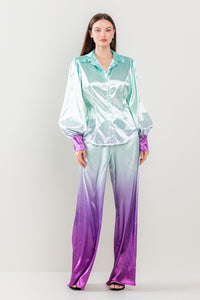 Mint/Magenta Ombre Button Down Pants Set