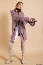 Ash Purple Texture Mix Long Cardigun