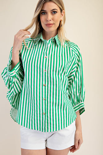 Kelly Green Button Front Shirt