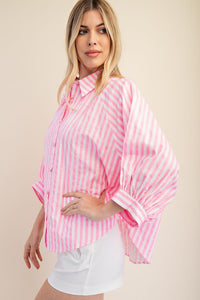 Neon Pink Button Front Shirt