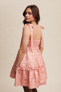 Peach Smocked Tie-Strap Mini Dress