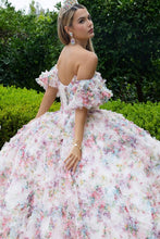 Pink Embellished Corset Pleated Bodice Ruffle Detail Printed Mesh Skirt