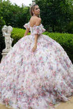 Pink Embellished Corset Pleated Bodice Ruffle Detail Printed Mesh Skirt