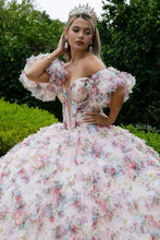 Pink Embellished Corset Pleated Bodice Ruffle Detail Printed Mesh Skirt