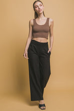 Black Shirred Waist Linen Pants