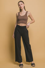 Black Shirred Waist Linen Pants