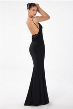 Black Strappy Backless Mermaid Evening Gown