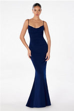Navy Strappy Backless Mermaid Evening Gown
