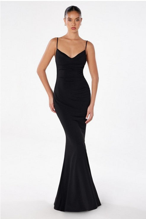 Black Strappy Backless Mermaid Evening Gown Aquarius Brand Black Strappy Backless Mermaid Evening Gown Aquarius Brand