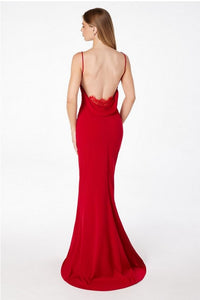 Red Strappy Backless Mermaid Evening Gown