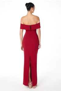 Burgundy One Shoulder Long Evening Dress