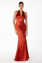 Sienna Halterneck V-Neck Satin Gown