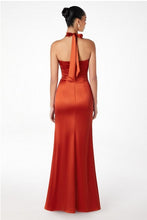 Sienna Halterneck V-Neck Satin Gown