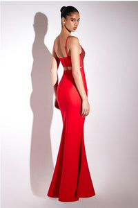 Red Bright Diamond Slim-fitting Strap Long Evening Dress