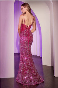 Fuchsia Fitted Sequin Dress